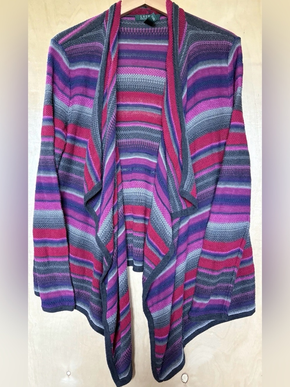 Lauren RALPH LAUREN Women’s Medium Cardigan Sweater Open Front Cotton Linen